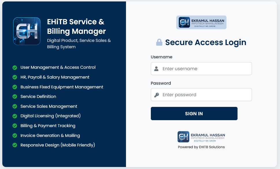 EHiTB Service and Billing Manager